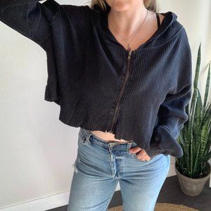 Cropped Zip-Up Hoodie